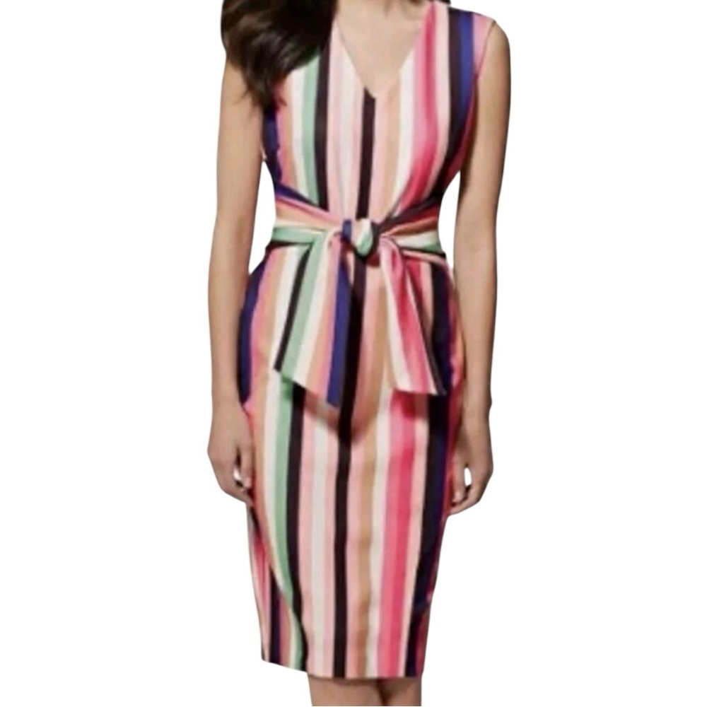 New York & Company Pink and Black Striped Dress. Size XL -NWOT